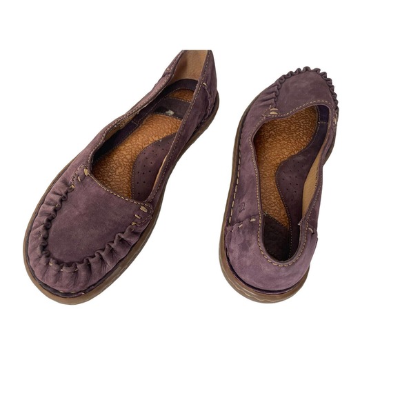 Born Shoes - Born Women's Handmade Purple Suede Leather Loafers Flats US 7 Made in Mexico